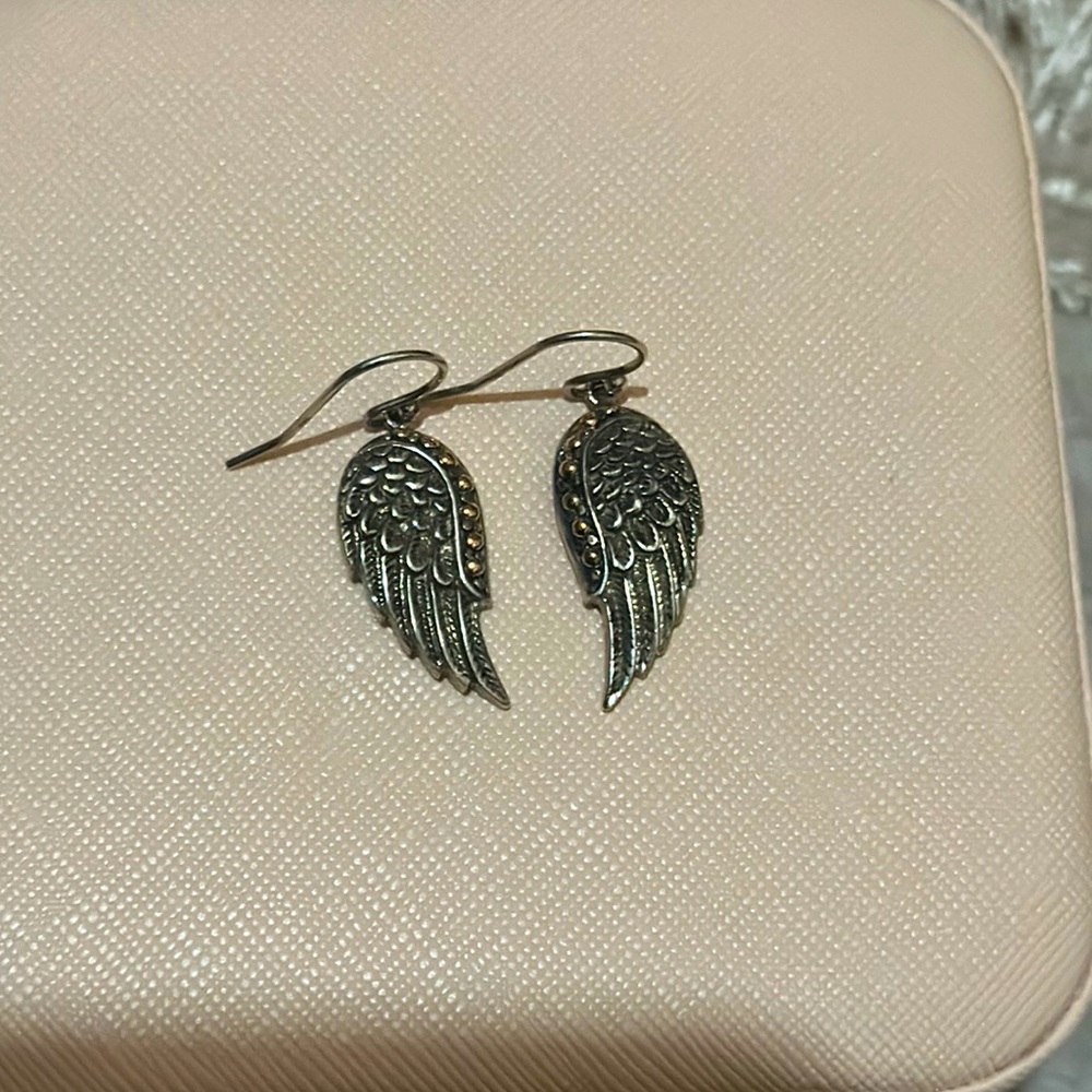 Silver & 18k gold angel wings earrings